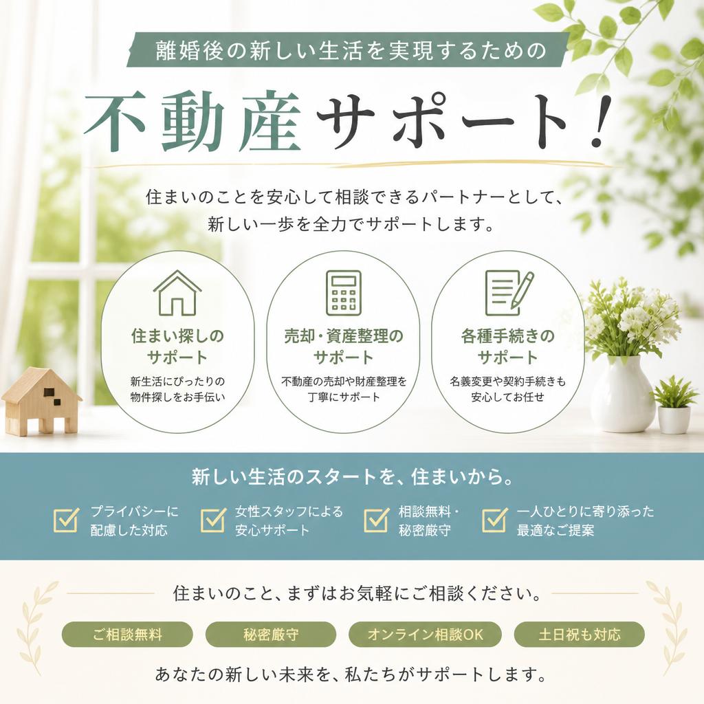 離婚後の新しい生活を実現するための不動産サポート！